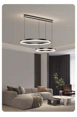 Modern sederhana lampu ruang makan Tiga lingkaran tertanam lampu kamar tidur Bagian bawah Lampu dan lentera bercahaya panjang