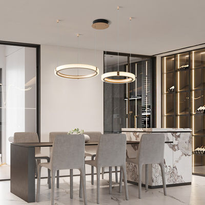 Kreatif Nordic Minimalis Double Ring Dining Room Chandelier sederhana Modern Round Chandelier Living Room Kamar tidur Kantor