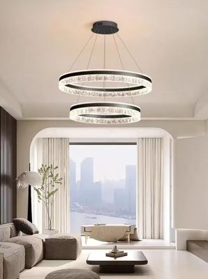 Ruang tamu lingkaran ganda indah kamar tidur lampu gantung interior LED Hotel villa akrilik brilian ruang makan lampu gantung