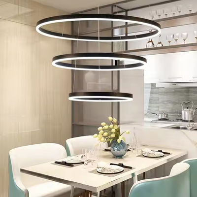 Modern 3 Ring Desain Hanging Dekoratif Ring Akrilik LED Chandelier Cahaya Emas Hotel Lobby ruang tamu Long Stairwell Chandelier