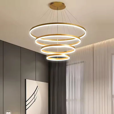 Modern LED Pendant Lamp Ruang Makan Lampu Lampu Lampu Bulat 4 Cincin Anodizing Lampu Gantung Lampu