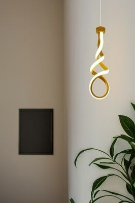 Modern LED alumunium lilin diputar dimmable dapur ruang makan lampu gantung tunggal aluminium dan silikon emas lilin LED