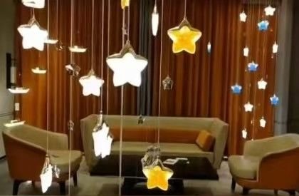 Antique kaca bintang bulan bintang langit liontin lampu kamar tidur lampu meja tidur tangga restoran bar konter villa hotel lantai duplex