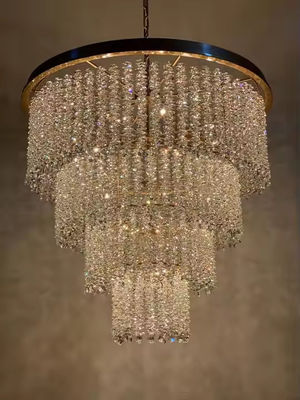 Hotel Chandelier Produsen Mewah Emas Modern Kristal Bulat Pendant Cahaya untuk Pernikahan Perjamuan Besar Pendant untuk Indoor