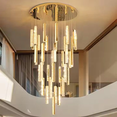 3000K-6500K Suhu Warna Crystal Chandelier LED Ring untuk Modern Hotel Lobby Tangga Villa