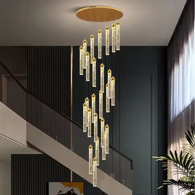 3200-6500K Suhu Warna Emas Akrilik Hanging Pendant Light Untuk Hotel Tangga