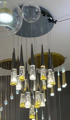 Nordic Light Luxury Silver Mountain Crystal Chandelier untuk Villa Duplex Tangga
