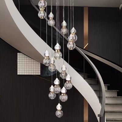 Modern Light Luxury Staircase Long Pendant Lamp 5KG Berat AC 110-240V Input Voltage Duplex Loft Desain
