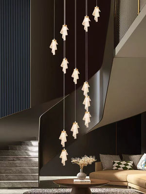 Modern Living Room Villa berputar lampu tangga akrilik Led Art bunga acrylic lentera Custom emas mewah lampu dekoratif tangga hotel