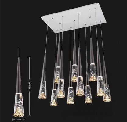 Modern Villa Loft Apartemen Lampu Tangga Dengan Tiga Warna Berubah Crystal Chandelier