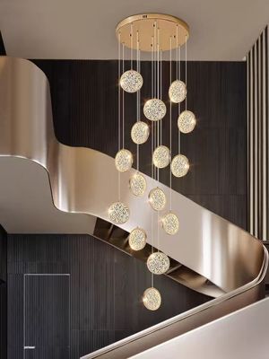 Luxury Hotel Lobby Dekoratif Emas Ukuran Besar Customized Modern Led Ceiling Chandelier