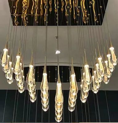 Indoor Villa Hotel Home G4 Bulb Type Aluminium Water Drop Villa Tangga Led Crystal Chandelier
