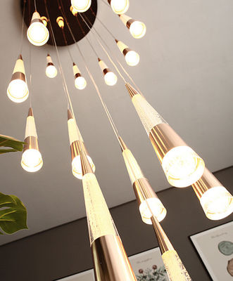Rumah Mewah Dekoratif Modern Villa Kamar Hidup Hotel Gantung Pendant Cahaya Aluminium Bulat LED Patch Bulb Tipe Double Head Fried Flower Bubble Chandelier