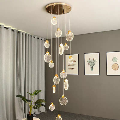 Pencahayaan Pendant LED Indoor Modern Kamar Tidur Kristal Lampu Gantung Dengan Aluminium Dan Kristal Jelas