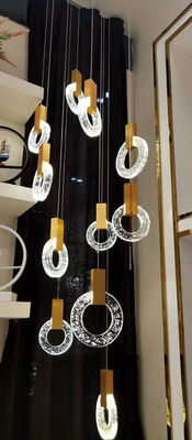 Modern Crystal Ring Chandelier Kreatif Villa Hotel Restoran Emas Pendant Lampu Tangga Chandelier