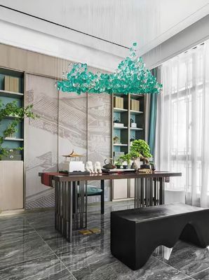 Custom Modern Hotel Lobby Villa Batu Hijau Art Chandelier LED Lampu Mewah