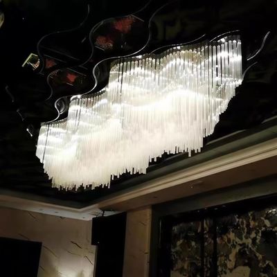 Custom kristal lobby lampu gantung lobby hotel besar ruang makan seni lampu gantung non-standar teknik tangga kaca lampu gantung ruang pernikahan pencahayaan kristal cahaya langit-langit mewah