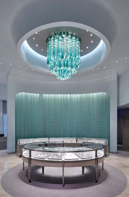 Langit-langit toko perhiasan biru hijau es air terjun buatan tangan es tertiup custom stalagite lampu gantung hotel lobi villa lampu gantung teknik non-standar custom