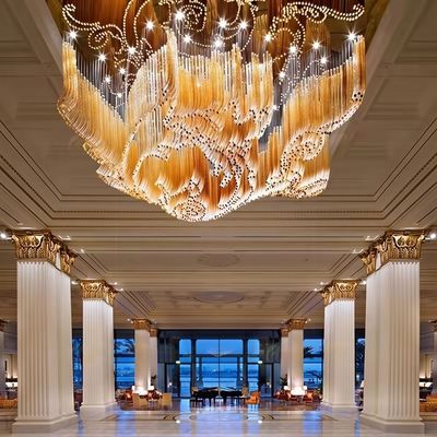 Custom Big Large Hotel Lobby Banquet Hall Murano Glass Pendant Light Modern Luxury Chandeliers Untuk Dekorasi Aula Pernikahan