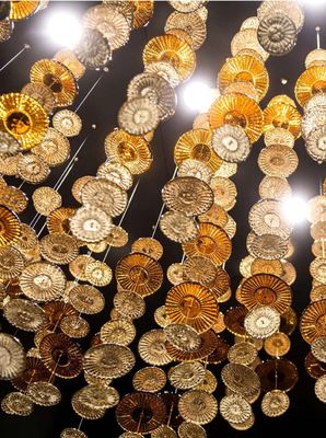 Lotus Leaf Glass Pendant Acrylic Chandelier Untuk Restaurant Kreatif Dekoratif Seni Air Dekorasi