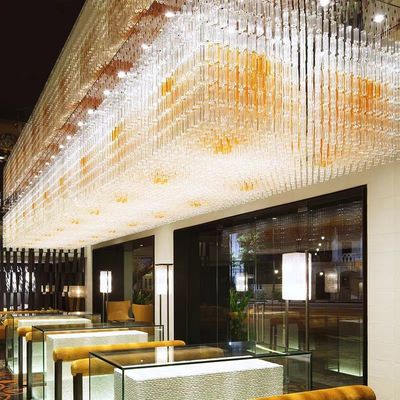 Lampu rekayasa khusus ruang pesta lampu kristal persegi panjang lilin departemen penjualan lampu meja pasir lampu lobi hotel