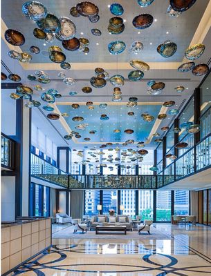 Custom Non-Standard Cobblestone Glass Chandelier Hotel Lobi Sand Table Shape Atmoseric Lampu Penjualan Lampu Liontin Lampu