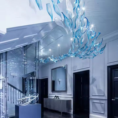 Disesuaikan Hotel Lobby Departemen Penjualan Banquet Hall Lilin Kaca Dalam Bentuk Daun Twist Kreatif Untuk Villa Duplex Front Desk Proyek