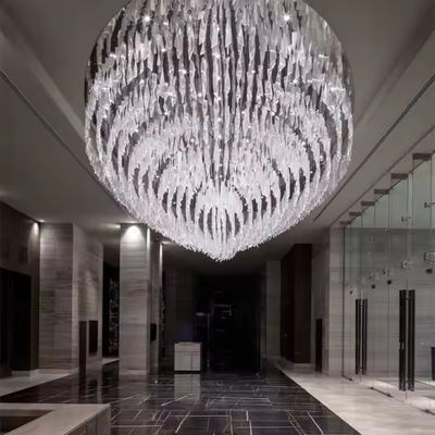 Custom Modern Leaf Glass Pendant Lampu Villa Hotel Lobby Proyek Tekstur Twisted Clear Art Glass Chandeliers