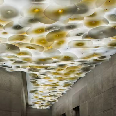 Gaya Modern Dekorasi Kaca Pencahayaan Hotel Lobby Custom Proyek Besar Indoor LED Hand Blown Glass Art Chandelier