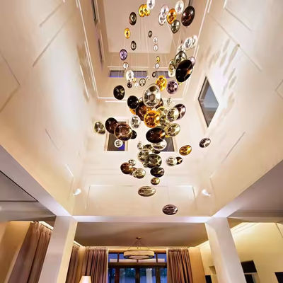 Murano Desain Modern Hand Blown Modern Besar Kaca Batu berwarna Chandelier