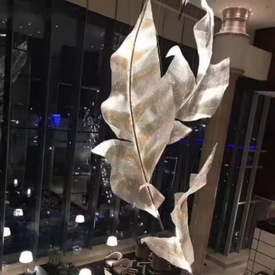 Customized Leaf Shape Pendant Light Kreatif Pribadi Kristal Besar Lestari