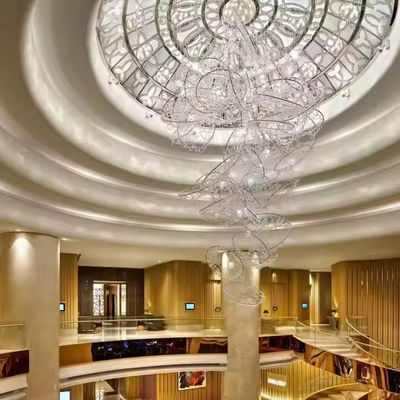 Crystal Non Standard Engineering Custom Hotel Hall Chandelier Banquet Hall Crystal Ball Mesh Lampu Teknik Metal