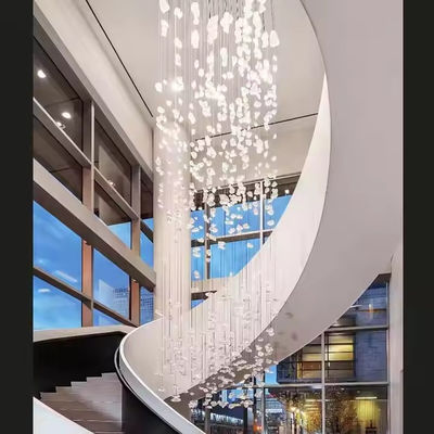 Besar Kaca Batu Cahaya Seni Mewah Custom Chandeliers untuk Hotel Tangga Lampu Hanging
