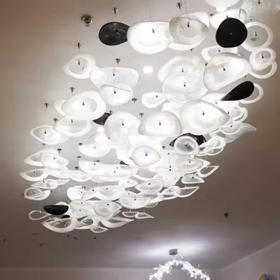 Kaca Putih Pendant Art Kaca Hotel Lobby Villa ruang tamu Mewah Kaca Langit-langit Led Dekoratif Lampu