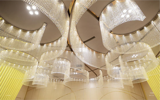 Customized K9 Crystal Chandelier untuk Hotel Banquet Halls Bentuk Oval Bulat Besar Flush Mount dengan Layanan Instalasi Proyek