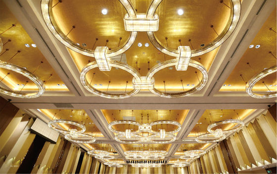 Custom Hotel Besar Modern Mewah Ring Chandeliers Pendants Lampu Cahaya Lampu Besar Lampu Kristal Chandelier Non-standar custom chandelier untuk lobi hotel