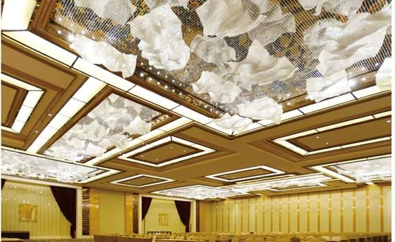 Hand-Woven Crystal Cloud Chandelier Custom Crystal Ribbon Lamp Art Deco lampu gantung langit-langit tinggi