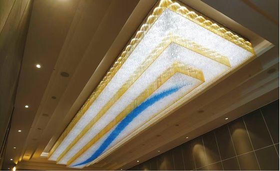 Ukuran besar persegi panjang Custom Modern LED Gloss K9 Engineering Entrance Hall Hotel Crystal Chandelier