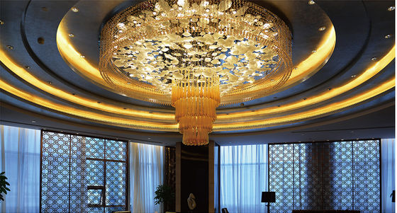 Gaya Post-Modern Custom Chandelier Hotel Lobby Pusat Bisnis Kristal Besar Mewah Bulat Air Drop Pendant Lampu Langit-langit LED