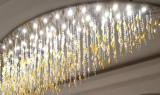 LED LEAILE LUCUREER Mewah Seni 1 Piece Kaca Liontin Cahaya Light Hand Blown Glass Chandelier Gold Crystal Hotel Villa Custom Modern