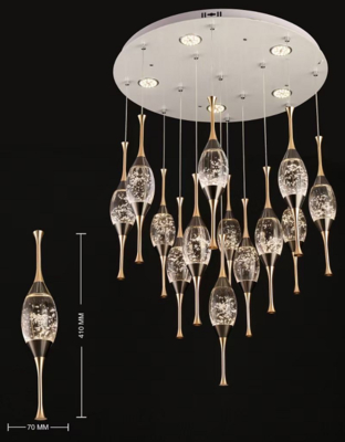Villa Duplex Tangga Chandelier Long Chandelier Cahaya Mewah Putri duyung Kristal Baru Apartemen Kecil Revolving Chandelier