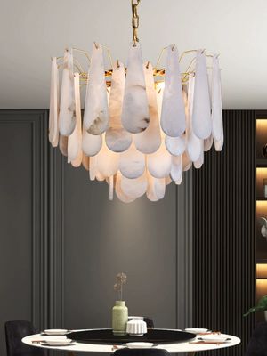 Custom Art Design Alabaster Chandeliers Luxury Living Room Ceiling Decoration Pendant Light