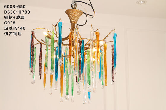 Duplex Building Pick SMA Chandelier Desainer Seni Kreatif Mewah Semua Tembaga Atmosfer Villa ruang tamu Crystal Light