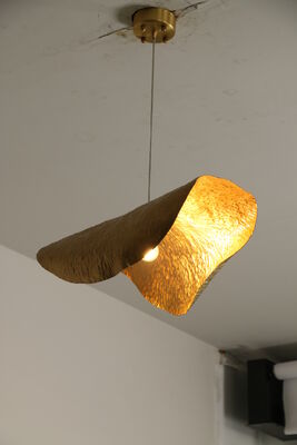 Lampu Gantung Kaca Tiup Daun Teratai Buatan Tangan Kristal Kuningan Modern Nordik Lampu Gantung Tunggal Lampu Gantung Dapur Lampu Gantung