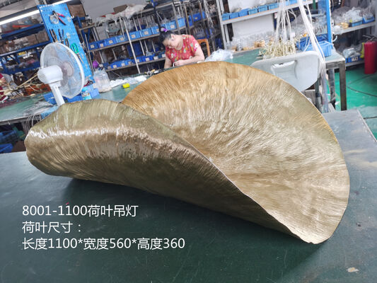 Dekorasi Rumah Modern Copper Lotus Leaf Chandelier Lampu Seni Desainer Mewah untuk Lampu Gantung Toko Pakaian Restoran