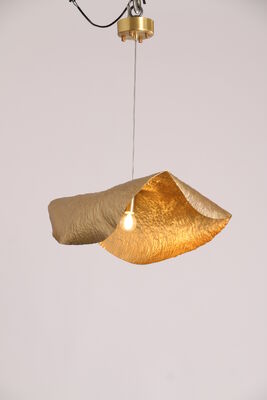 Golden Lotus Leaf Copper Chandelier, Ruang Makan Modern, Ruang Tinggal, Handcrafted Hammer Copper Chandelier, Ruang Tinggal