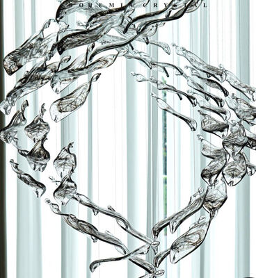 Dekorasi Lampu Kustom Kristal Rekayasa Aula Perjamuan Villa Lobi Hotel Kreatif Aksesori Daun Kaca Spiral