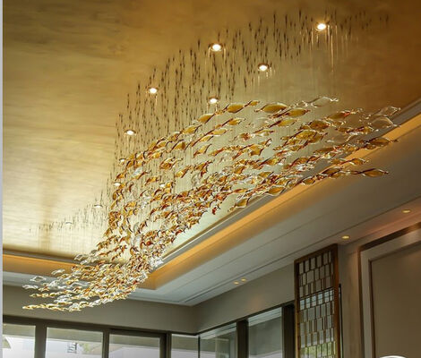 Lampu Gantung Kaca Spiral Buatan Tangan Pemodelan Artistik Aksesori Daun Putar Kaca Kustom