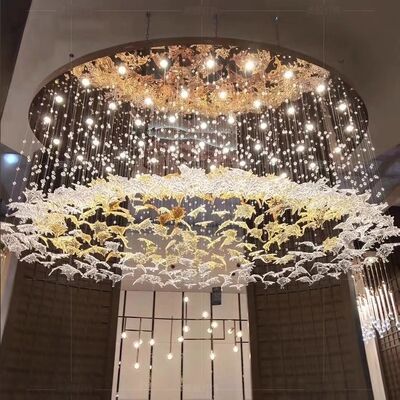 Multi Color Chandeliers New Arrival Diy Murano Glass Pendant Chandelier Leaf Customized Chandelier untuk Hall Lobby Staircase
