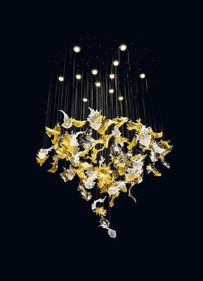 Proyek Restoran Hotel Besar Modern Seni Kerajinan Kerajinan Kaca Daun Maple